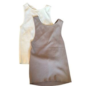 H&M Ribbed Tank Tops (2) - Brown & White with Back Cutout NWT
